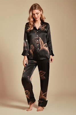 100% Silk Charlotte Pajama Long Pant and SET(shorts&Shirt) Nebula NOIRI/NOLI
