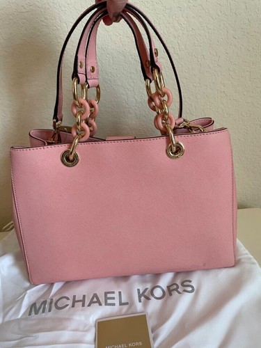 Michael Kors Cynthia Satchel Medium Handbag Pale Pink Shoulder Bag Purse New - Picture 9 of 9