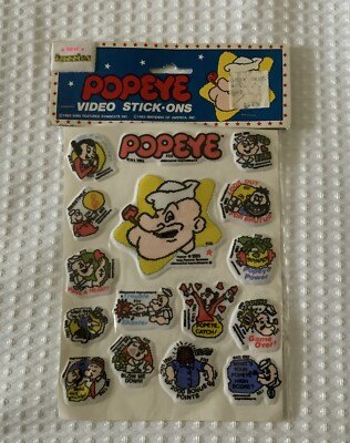 Vintage POPEYE Fuzzies Puffy Stick-Ons Stickers 1983 NINTENDO Video Stick-Ons