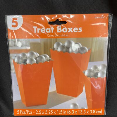 Treat/Popcorn Box - Orange 5/pkg 2.5 x5.25 x1.5 