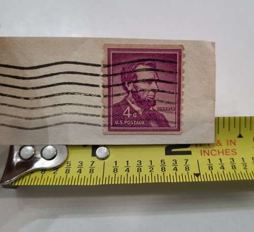 4 cent Abraham Lincoln Stamp Purple On Cut Envelope Postmarked 1962 Florida - Picture 10 of 12