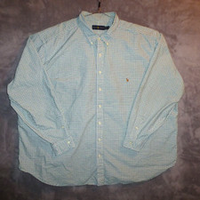 Ralph Lauren Shirt Mens 4XB Big Green Purple check Plaid Oxford Button Down