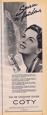 REKLAME WERBUNG 045 1954 COTY Eau de Cologne solid