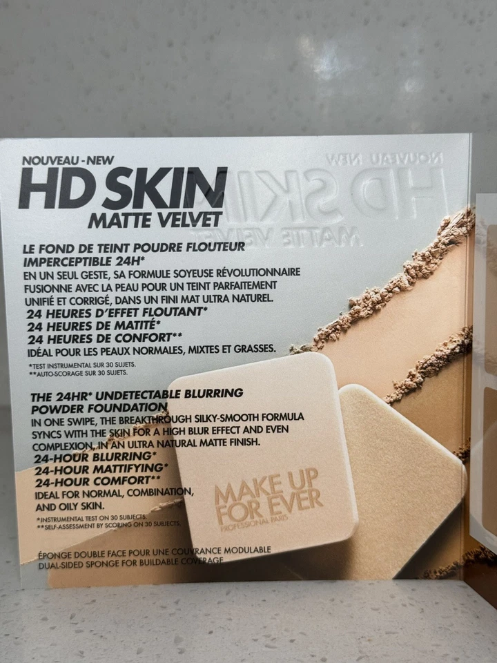 Make up For Ever HD Skin Matte Velvet Powder Foundation Sample Card 4 Shades - Image 2 of 4