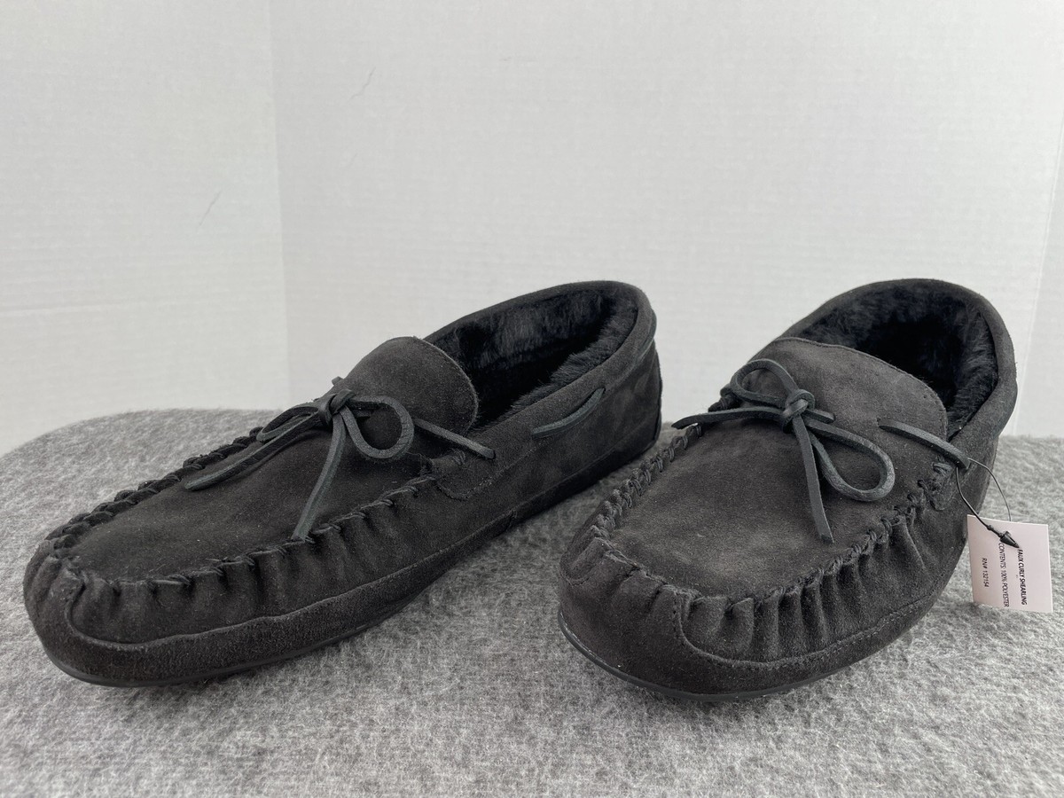 Coach Moccasin Slippers Mens 10 D Black Suede Fleece Shearling Fur Slip On Shoes Coach Moccasin Slippers Men main image 3