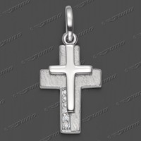 Kreuz Auf Kreuz Zirkonia Doppel AnhäNger Echt Silber 925 Mit Hals Kette WäHlbar