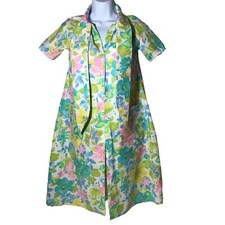 Vintage Floral Pastel Handmade Housecoat Cover Up Duster Sz XS Grandma Granny