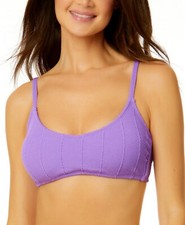 Salt  Cove Juniors' Purple Popcorn-Rib Bralette Bikini Top, Size Medium