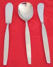 Oneida Community 18/8 stainless Frostfire butter knife & spreader & Sugar spoon