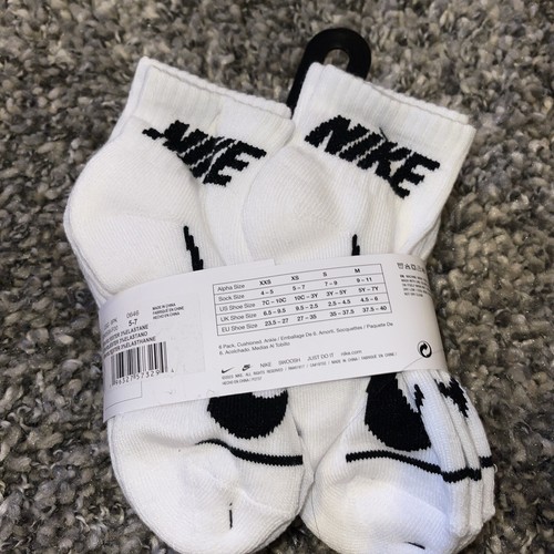 Nike Boys Kid's Cushioned Logo Ankle Socks 6 Pairs Size 10c-3y - Picture 3 of 3