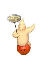 Blossom Bucket Suzi Halloween Ghost On Jack-o’-lantern “Are You Scared Yet?”