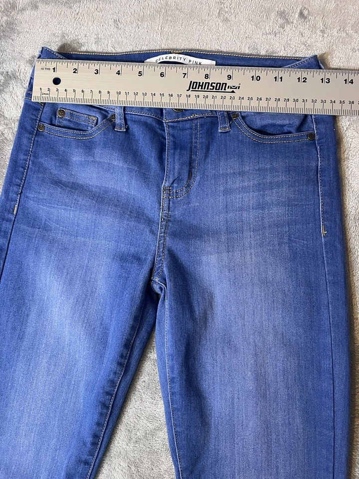 Pantalones de mezclilla ajustados de tiro alto para mujer Celebrity Pink AZUL LAGOON, EE. UU. 3\26 Foto 3 de 4