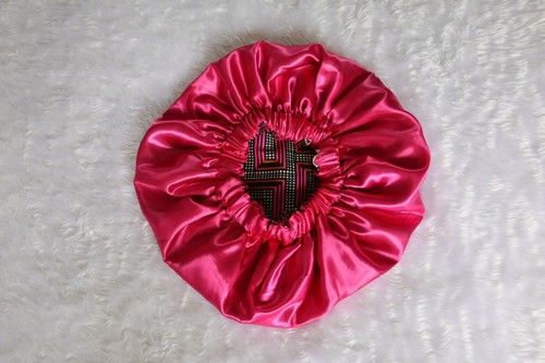 Handgefertigte Couture afrikanischer Druck Ankara Satin Wendehaube natürliche Haarpflege - Bild 9 von 9