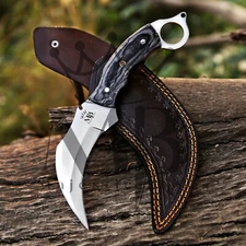 custom Handmade D2 Steel Karambit Knife with Pakka Wood Handle – Hunting Knife