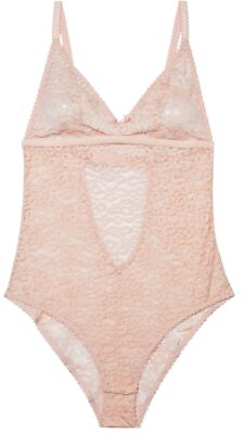 Stella McCartney Ruby Roaring Bodysuit L Stretch Lace Rose Blush Pink