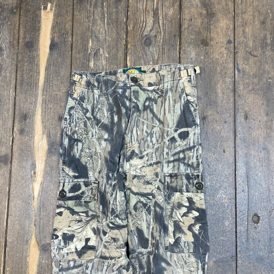 Realtree Camo Cargo Trousers Kids Vintage Army Military Trousers, Green, 24" image 3