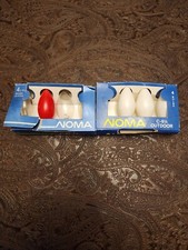 7 Vintage Bulbs. Noma C - 9 1/4 Outdoor replacement bulbs. White, Clear, Red.