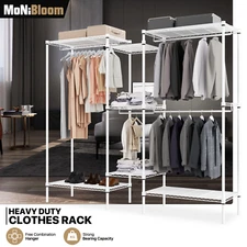 Adjustable Garment Rack Heavy Duty Clothes Organizer Metal Closet Storage Shelf