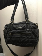Twelvelittle Black Quilted Carry All Travel Tote Crossbody Diaper Bag 18x11x5  