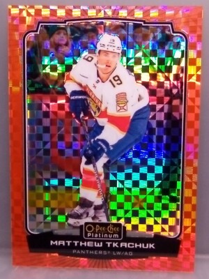 2022-23 O-Pee-Chee Platinum Matthew Tkachuk Orange Checkers 17/25 Panthers #140