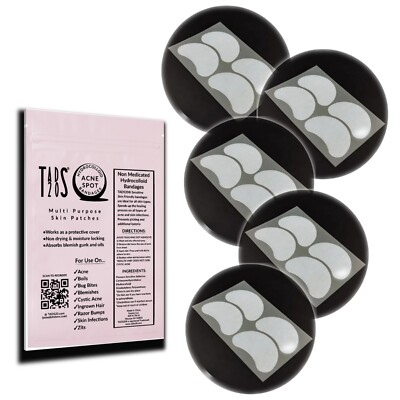 5pk LARGE Halfmoon Acne Patches for Under Eye, Chin, Cheeks Zits, Pimples, Boils