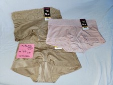 NWT VTG S Maidenform 40813 Panties Lace Satin Boyshort Brief Control BinM8