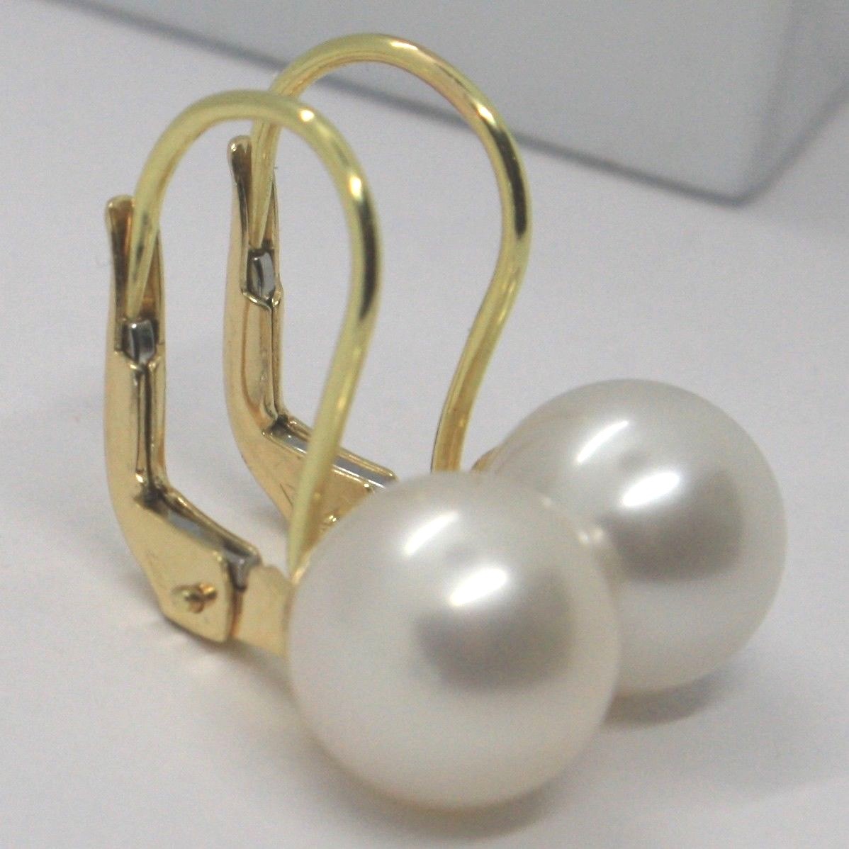 ORECCHINI MONACHELLA IN ORO BIANCO O GIALLO 750 18K, PERLE BIANCHE