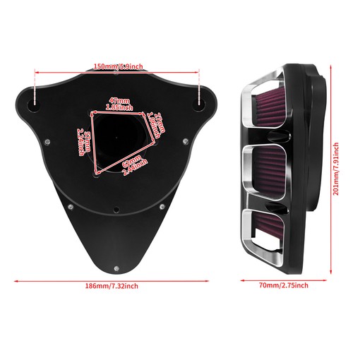 Turnable Air Cleaner Filter Red Intake For Harley Touring 00-2007 Softail 00-15 - Picture 7 of 18