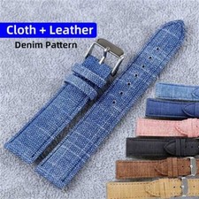 Retro Denim Nylon Watch Strap Canvas Leather Band 10 12 14 16 18 20mm 22mm Cloth