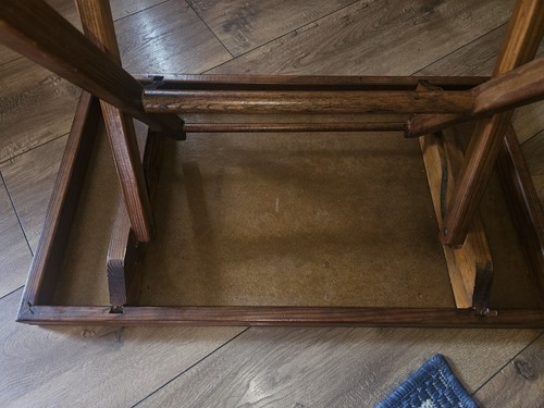 MCM Sturdy 1950s Folding Card Game Table TV Tray Solid Wood Frame - Picture 8 of 19