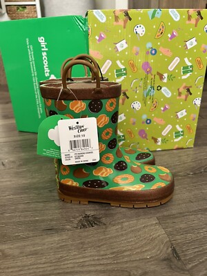 Western Chief X Girl Scouts Its Raining Cookies Girls' Rain Boots size 