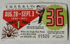 Bowling 1.00 Weekly Pass Ticket Bowling Tournament Wisconsin 1938 Aug 28-Sept 3