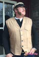 Herritage Jeans Herrenweste Miner 57  hellbraun/ beige Stretch Denim Rockabilly