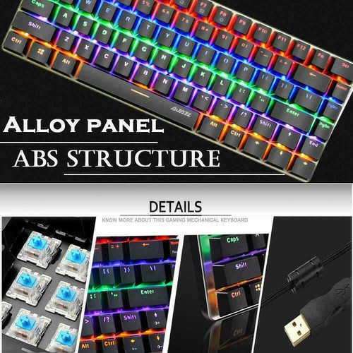 TKL Mechanical Gaming Keyboard 82 For PC/Laptop Gamers and Typists Blue Switch - Picture 7 of 24