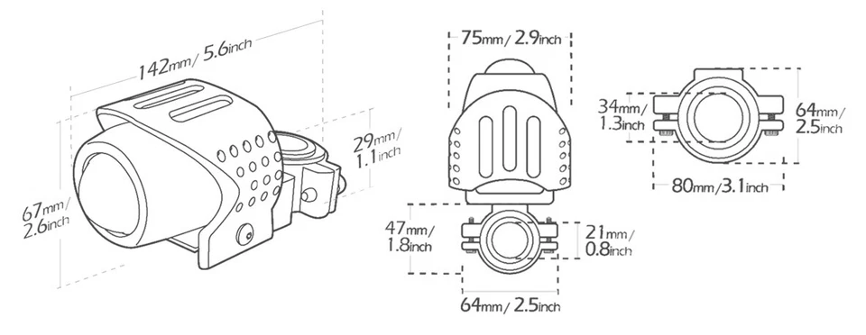 VAWiK Magazi 3" luz de conducción redonda cromo aluminio montaje H3 12V 55W x1 ε Foto 2 de 4