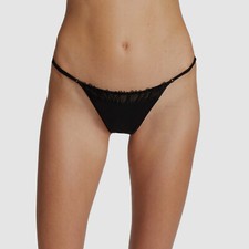  134 Kiki De Montparnasse Women's Black Ruched Tulle Thong Panties Size L