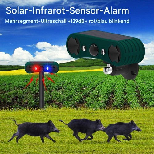 2x Solar Tiervertreiber Ultraschall Abwehr Marder Katzen Hunde Abwehr Schreck - Bild 2 von 9