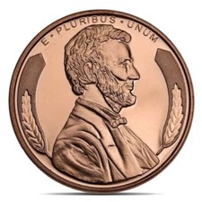 COPPER LINCOLN 1 AVDP OZ .999 PURE COPPER ROUND
