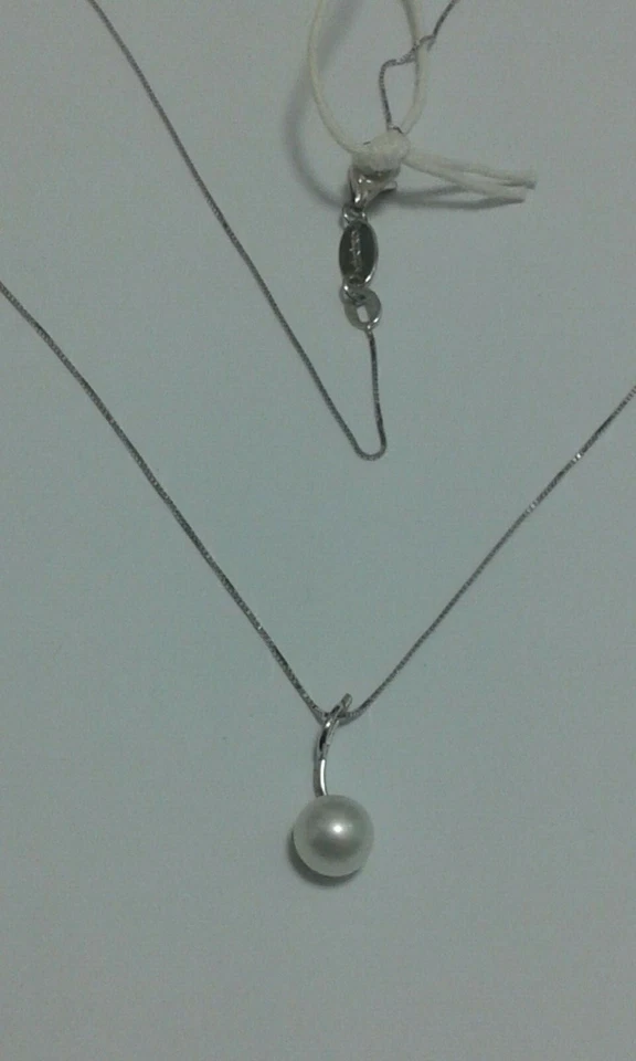 Collana oro bianco 750 18 carati con pendente con perla mm. 6,5/7 Mikiko +2290 - Immagine 3 di 4