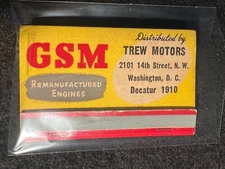 VINTAGE MATCHBOOK - TREW MOTORS - GSM ENGINES - WASHINGTON, DC  - STRUCK!