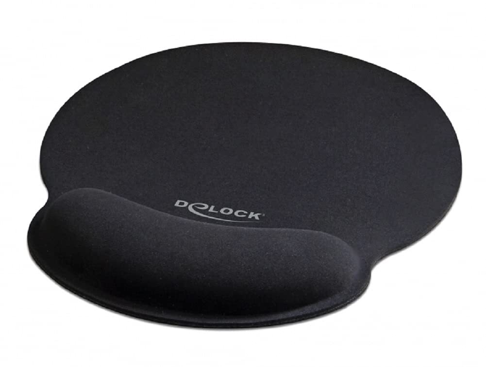DeLOCK Mouse Mat with Wrist Rest Round Black Black 252 x 227 x 20 mm