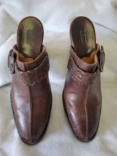 Scarpe zoccoli casual da donna Born in pelle marrone con slide on W62009 taglia US 11 - Foto 6 di 12