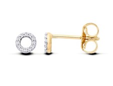 9ct Yellow Gold Natural Diamond Circle of Life Round Stud Earrings - Gift Boxed