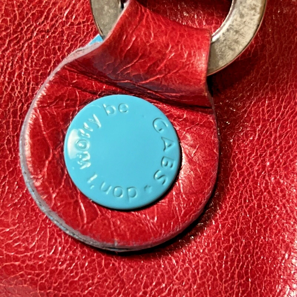 GABS Italy Red Leather Two-Tone Purse Handbag w/ removable shoulder strap - Image 4 of 4