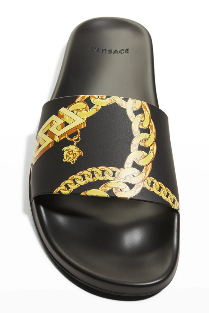 サンダル Versace Slide Sandal Versace Medusa Chain Pool Slide Sandals Size 37 MSRP
