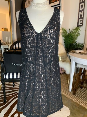black satin lace mini dress Shona Joy - Maisie Lace Slip Mini Dress main image 1