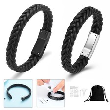 Men's Braided Leather Funeral Urn Bracelet for Ashes Cremation Jewelry for Ashes