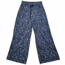 Athleta Size 2 Avenue Wide Leg Crop Pantalon 3/4 Jambe Large Ave Blue Camo Pants