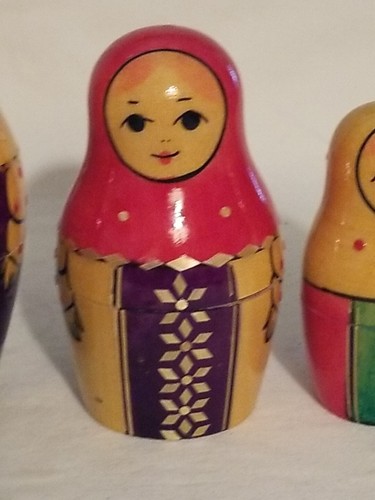 Vintage russisches handbemaltes 7-teiliges Set Matroschka verschachtelte Puppen aus Holz 5,5 Zoll Gold - Bild 7 von 24