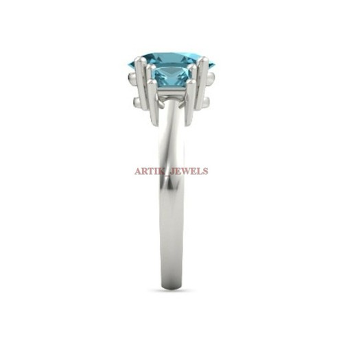 Natural London Blue Topaz Gemstone with 925 Sterling Silver Women's Ring #3969 - Picture 3 of 10